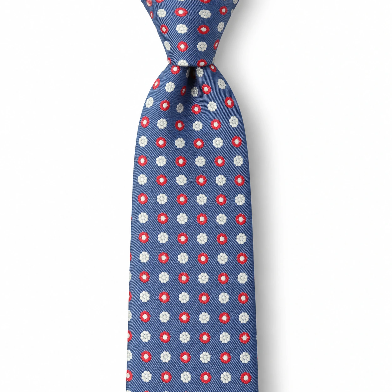 Blue, Red and White Small Floral Skinny Tie