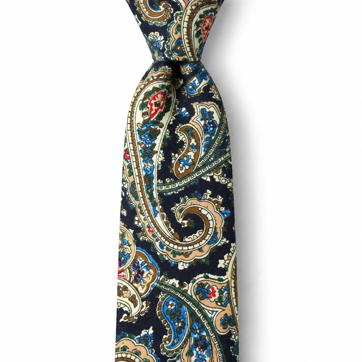 Navy and Gold Ornate Paisley Skinny Tie