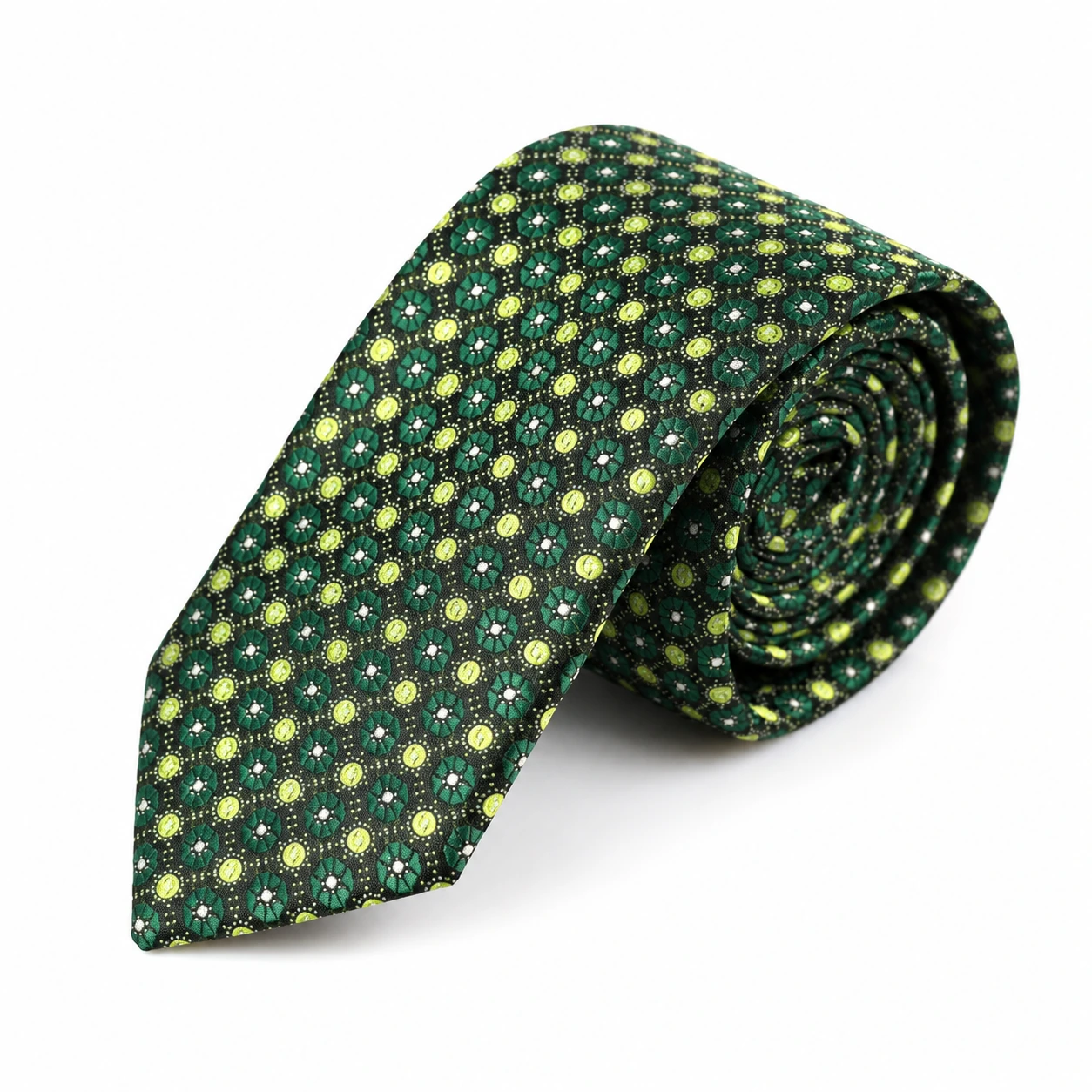 Forest Green and Gold Small Medallion Skinny Tie
