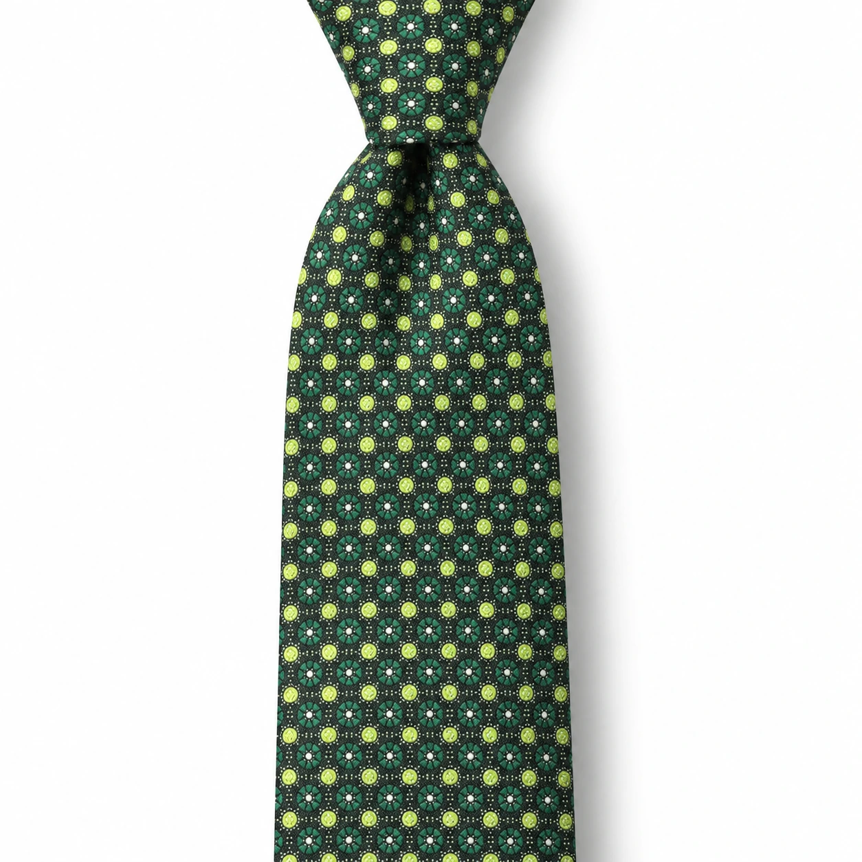 Forest Green and Gold Small Medallion Skinny Tie