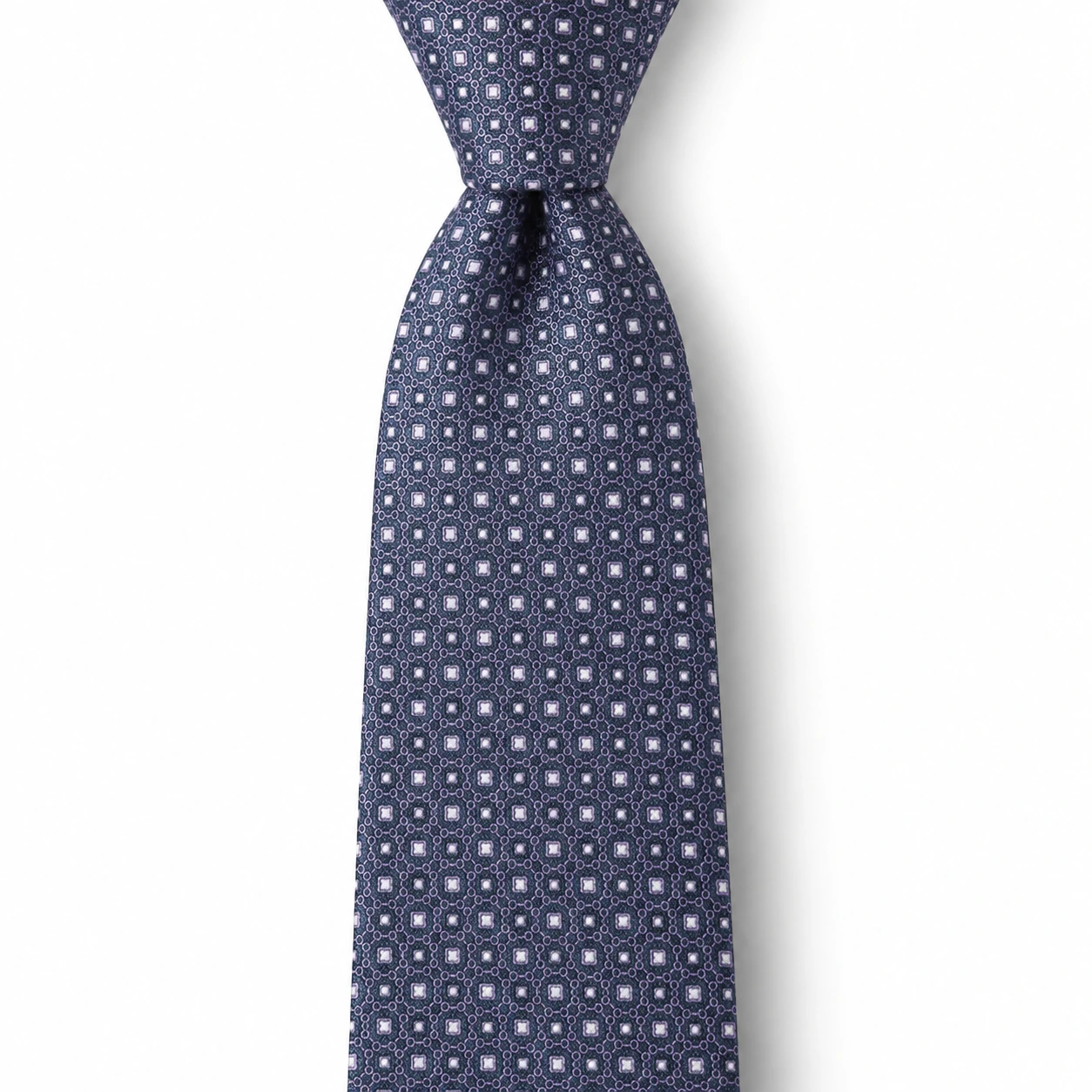 Slate Blue and White Small Geometric Skinny Tie