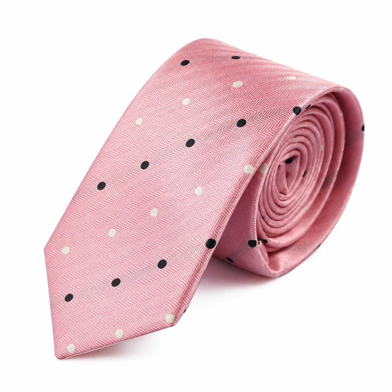 Pink, Black and White Polka Dot Skinny Tie