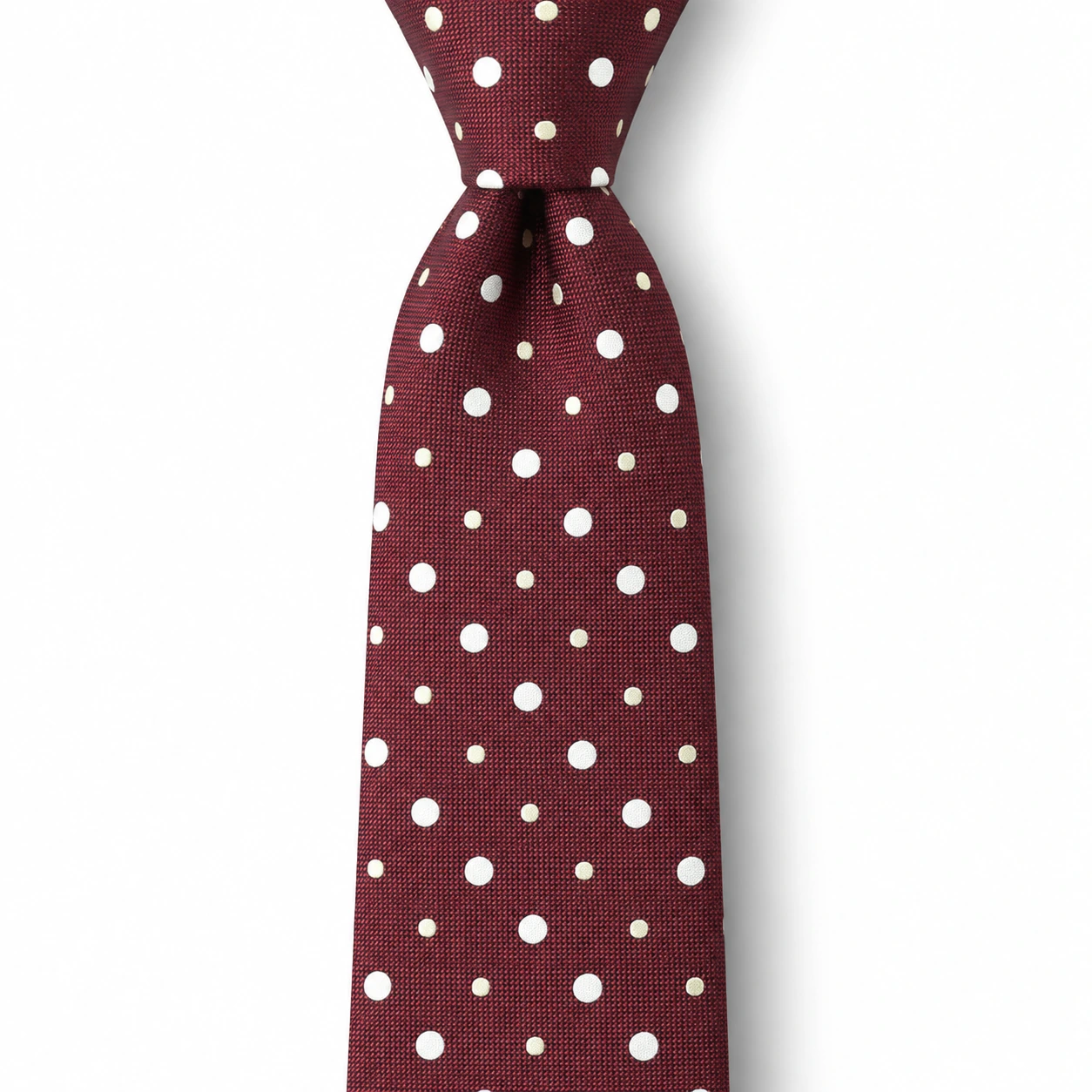 Burgundy and White Polka Dot Skinny Tie