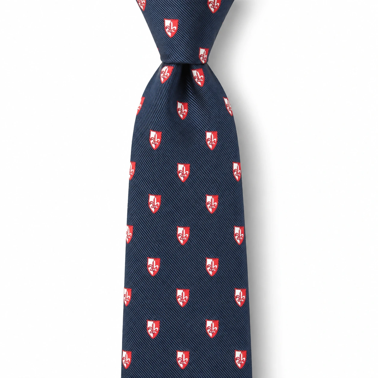 Navy, Red and White Shield Motif Skinny Tie