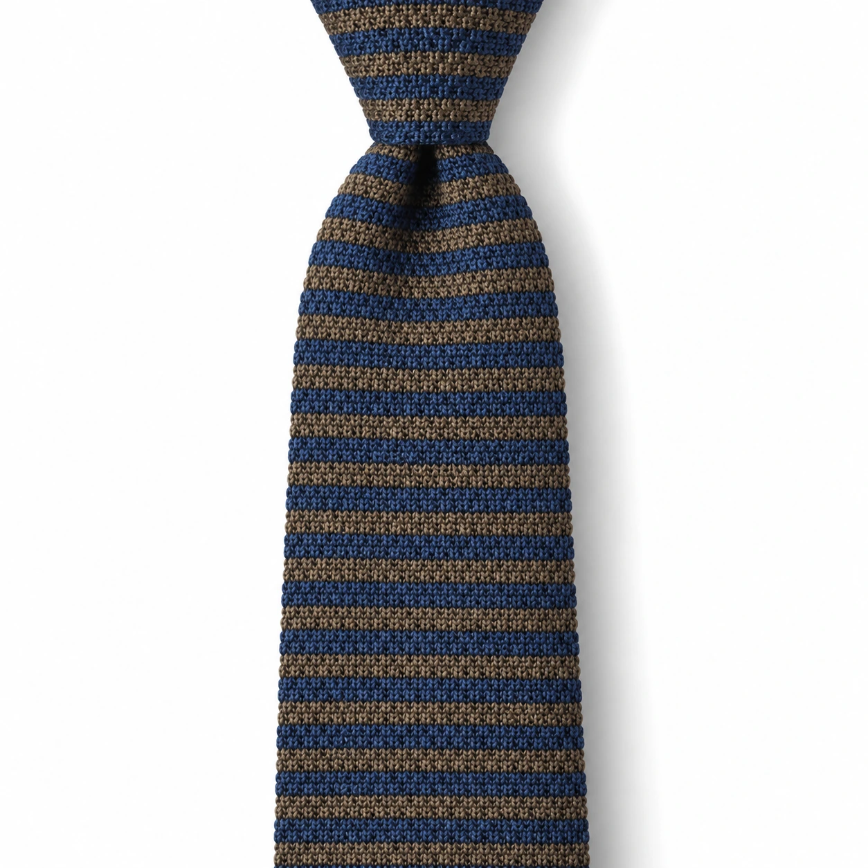 Navy and Brown Striped Knit Tie