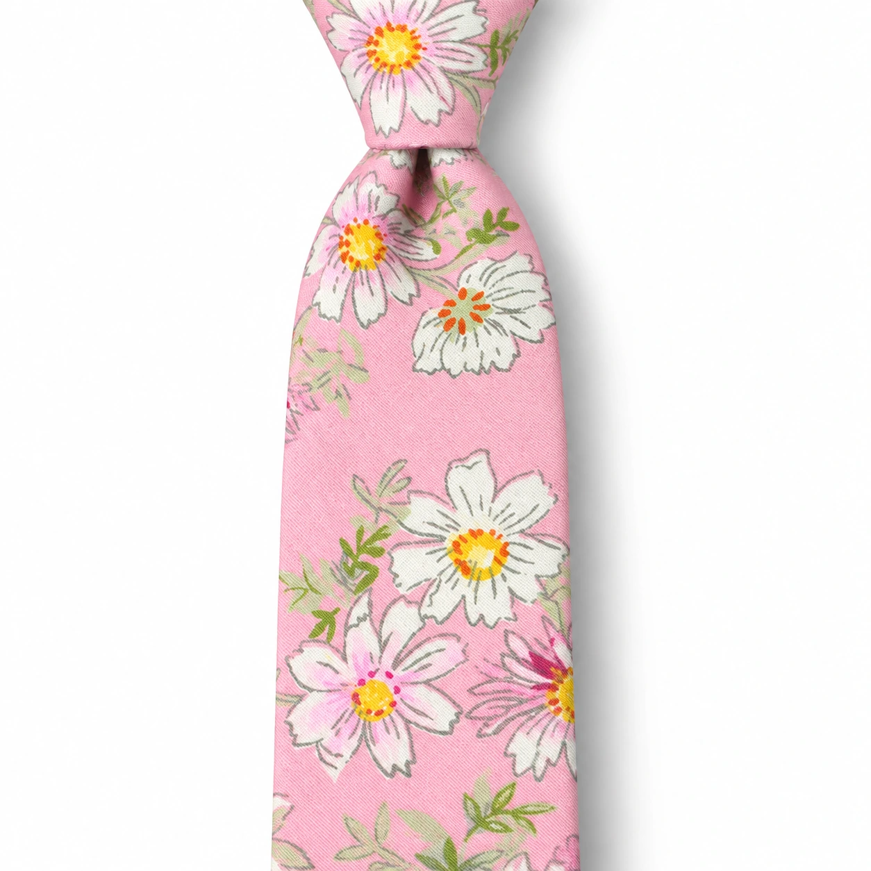 Pink and White Floral Skinny Tie