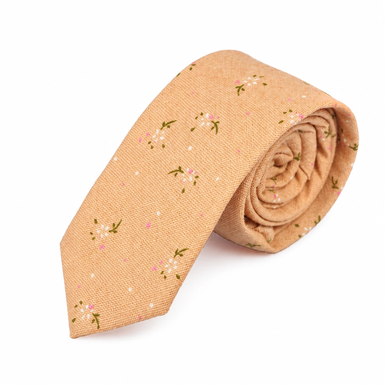 Peach Small Floral Skinny Tie