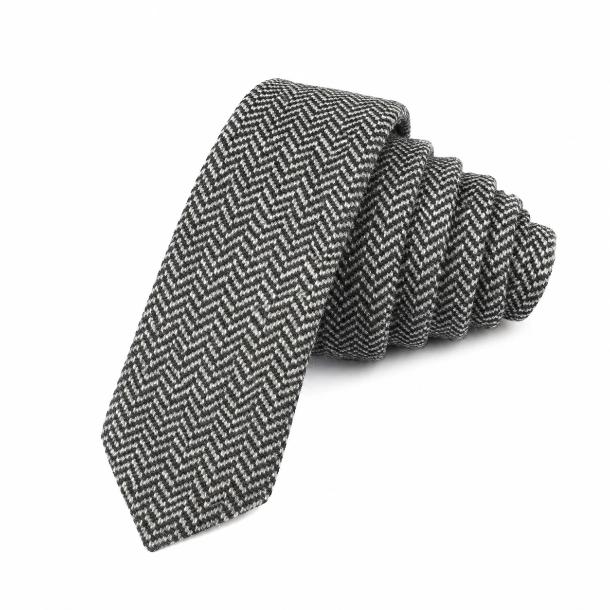 Gray Herringbone Skinny Tie