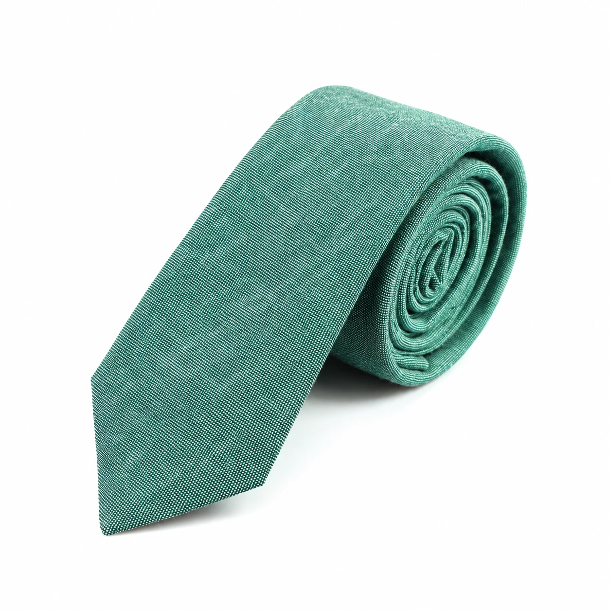 Green Textured Skinny Tie