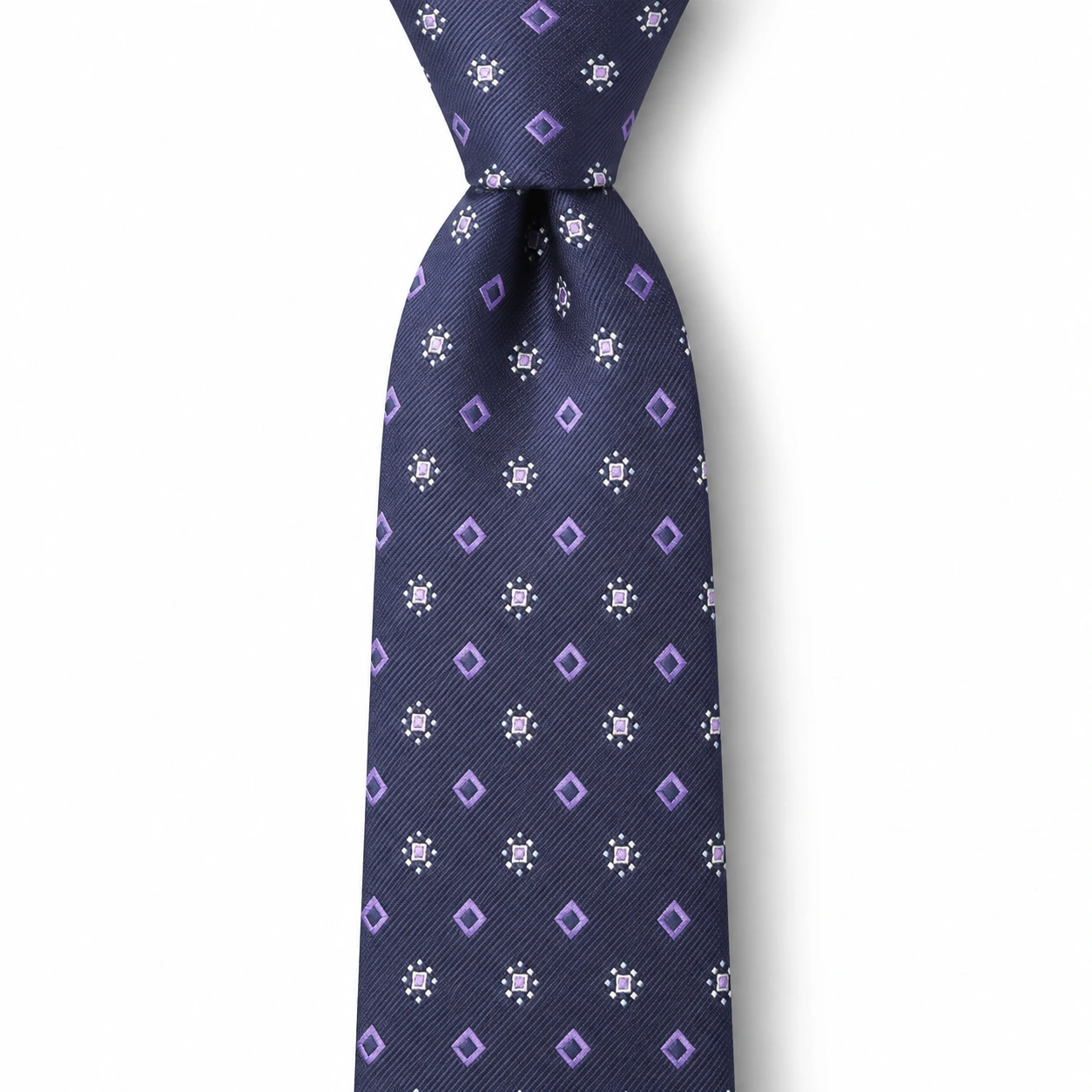 Navy and White Small Geometric Skinny Tie