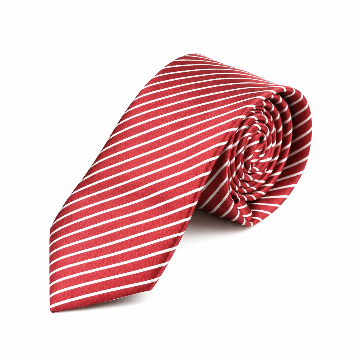 Red and White Diagonal Stripe Skinny Tie