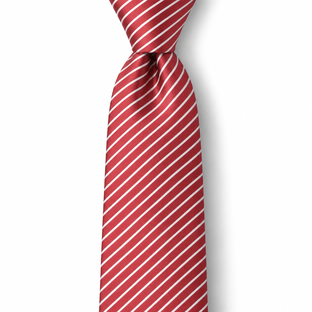 Red and White Diagonal Stripe Skinny Tie