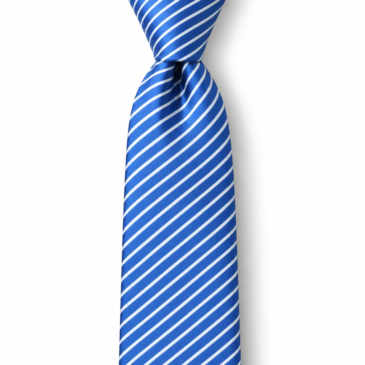 Blue and White Diagonal Stripe Skinny Tie
