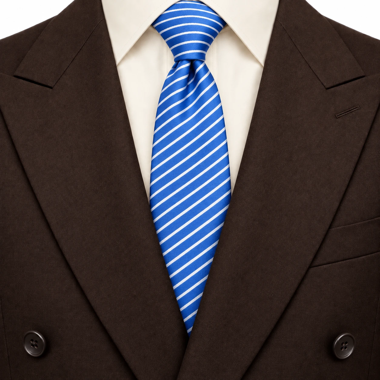 Blue and White Diagonal Stripe Skinny Tie — view 3 of 3