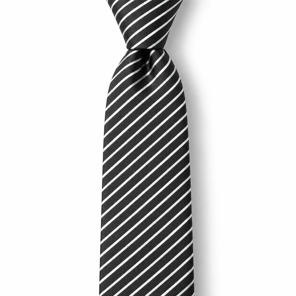 Black and White Diagonal Stripe Skinny Tie