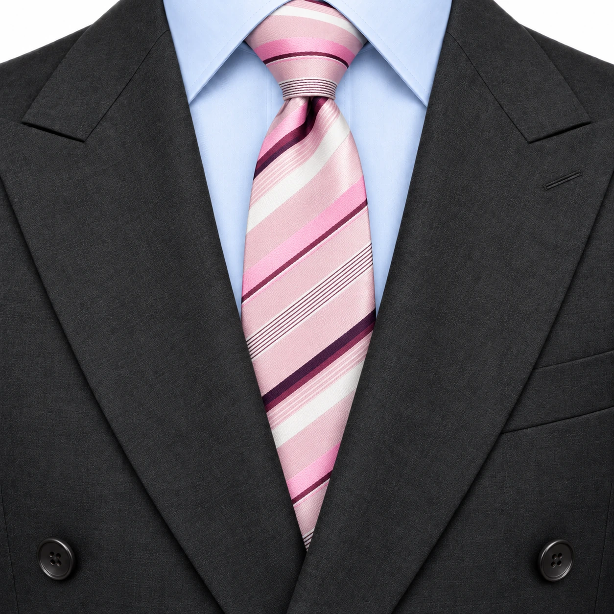Pink and Burgundy Diagonal Stripe Skinny Tie — view 3 of 3