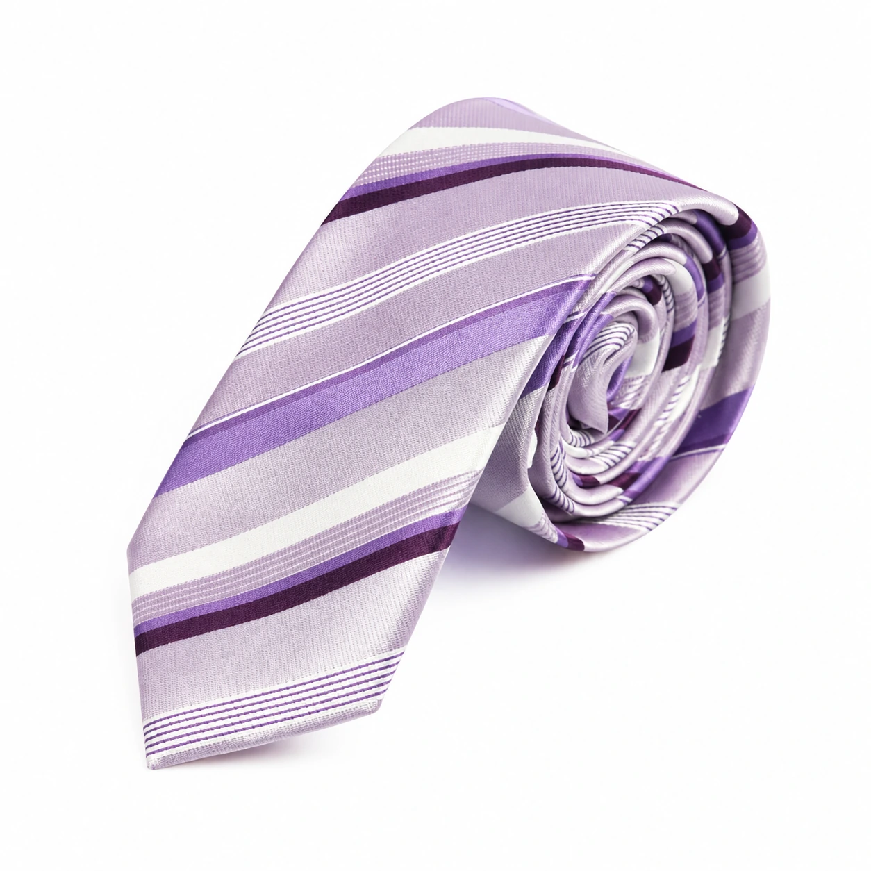 Lavender and Purple Diagonal Stripe Skinny Tie