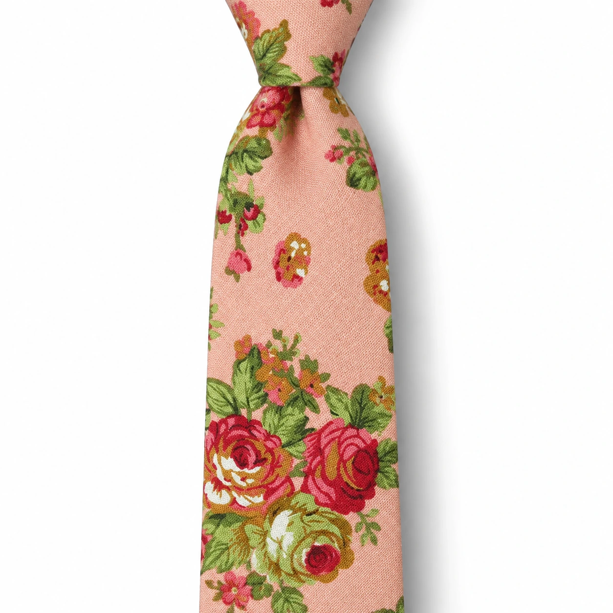 Peach Rose Print Skinny Tie