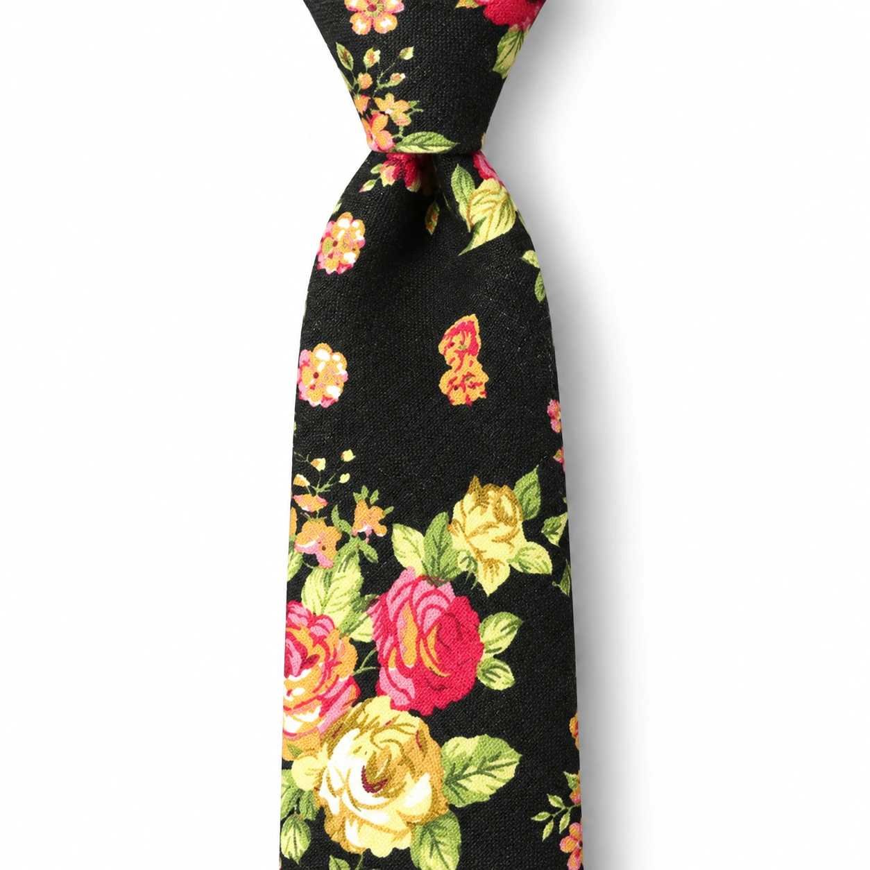 Black Rose Print Skinny Tie