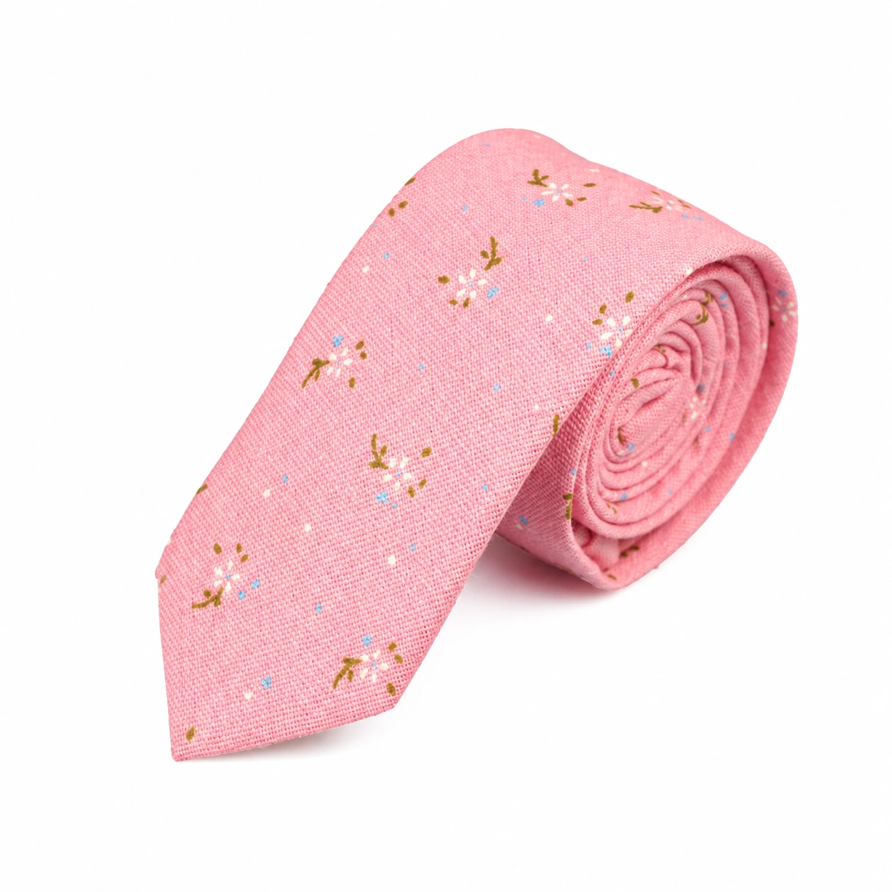 Pink Small Floral Skinny Tie