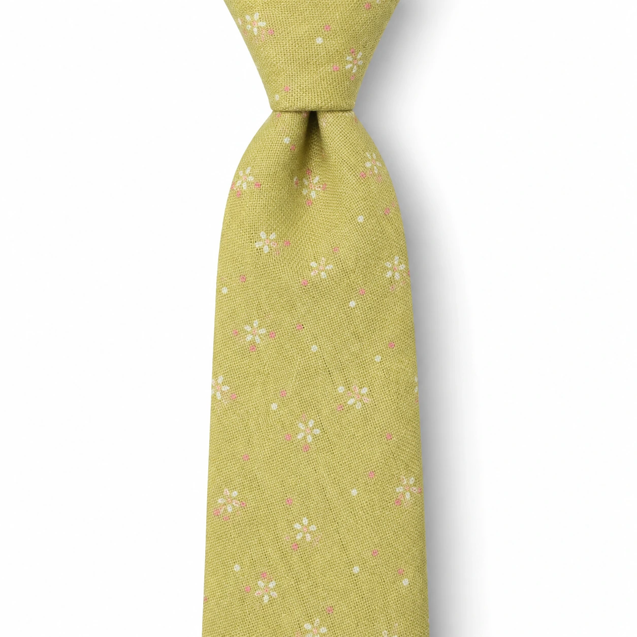 Pale Olive Small Floral Skinny Tie