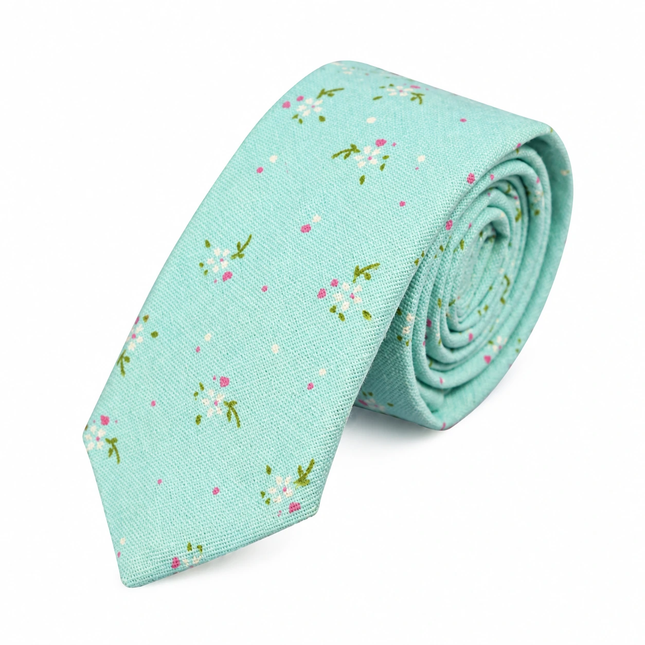 Mint Small Floral Skinny Tie