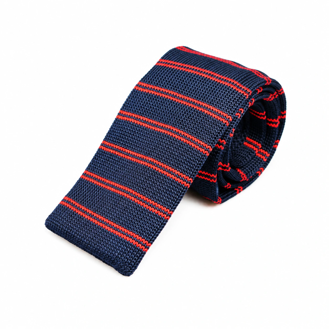 Navy and Red Striped Knit Tie
