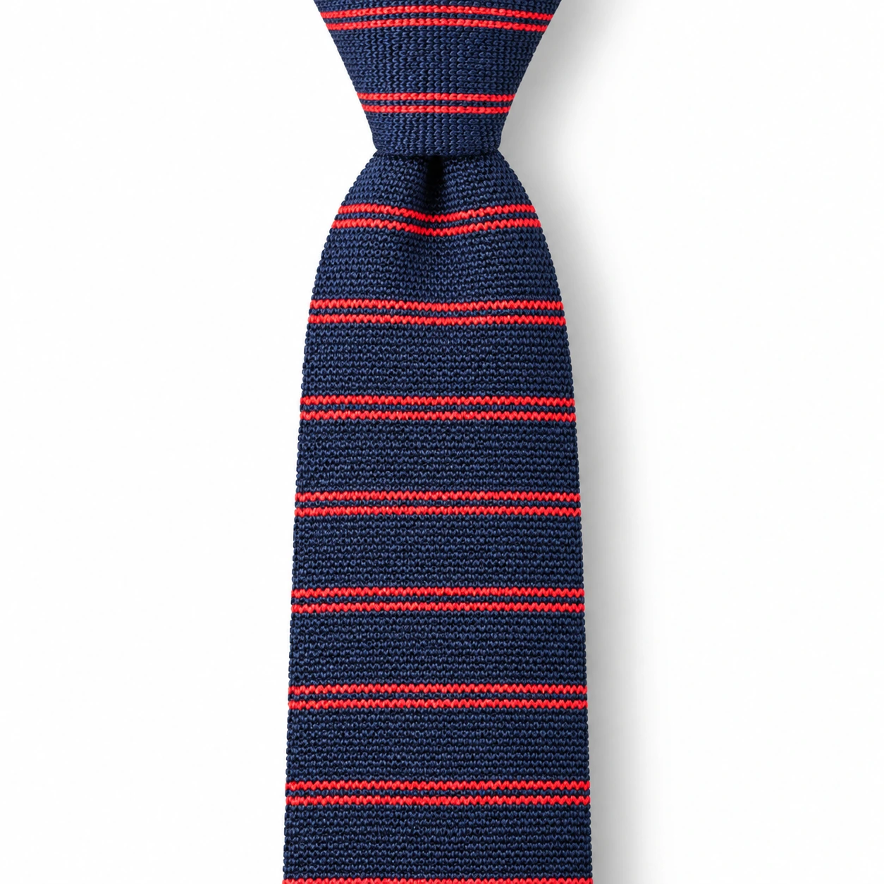 Navy and Red Striped Knit Tie