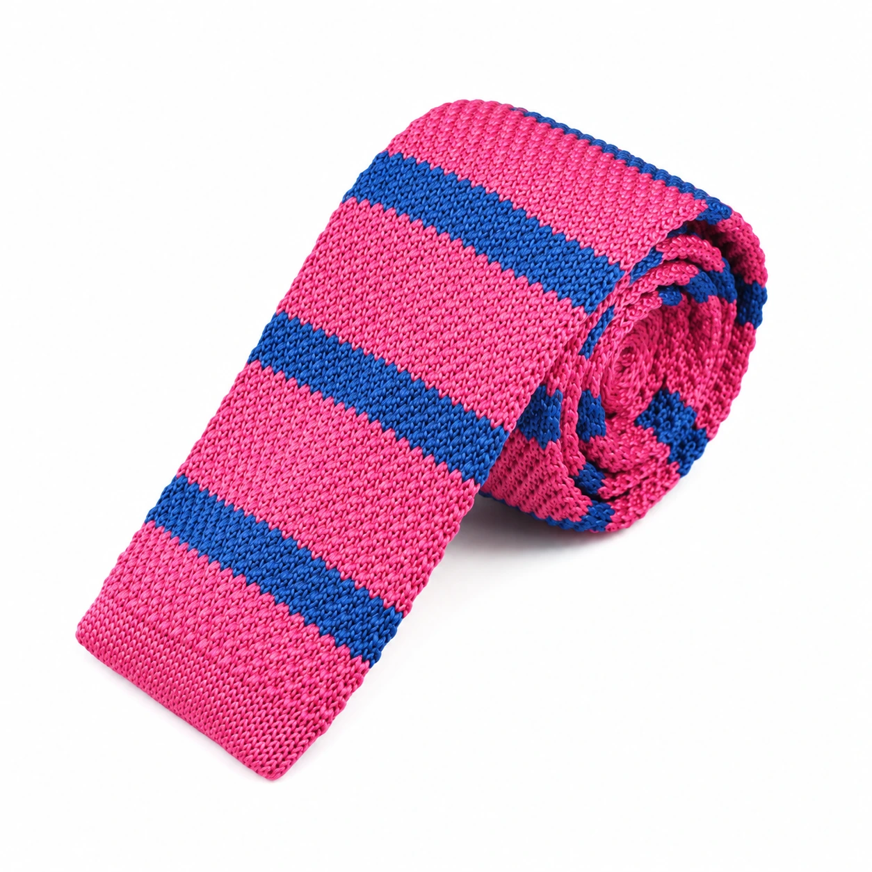Pink and Blue Striped Knit Tie