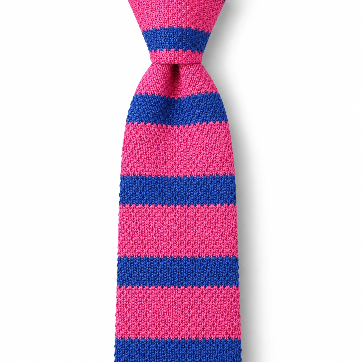 Pink and Blue Striped Knit Tie
