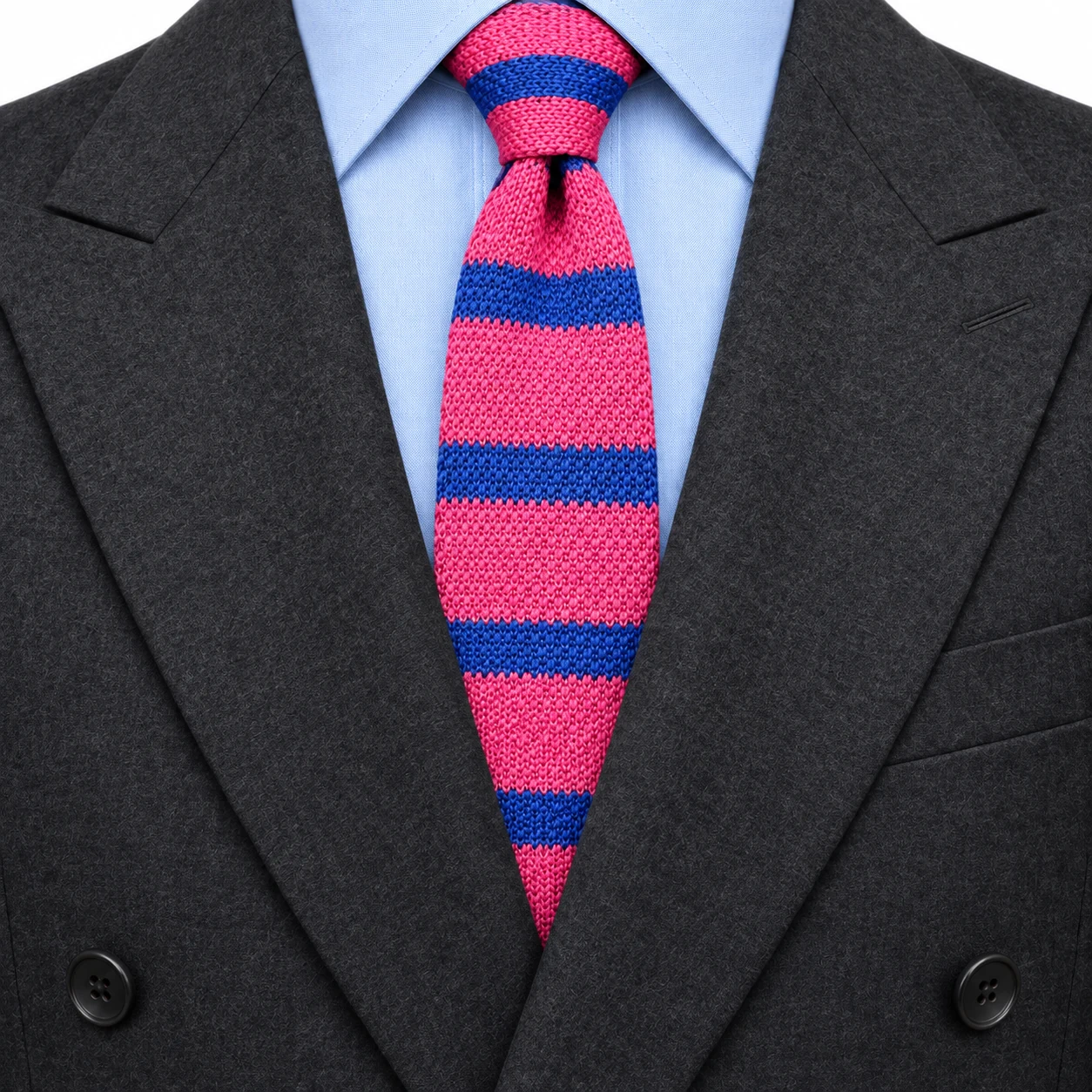 Pink and Blue Striped Knit Tie — view 3 of 3
