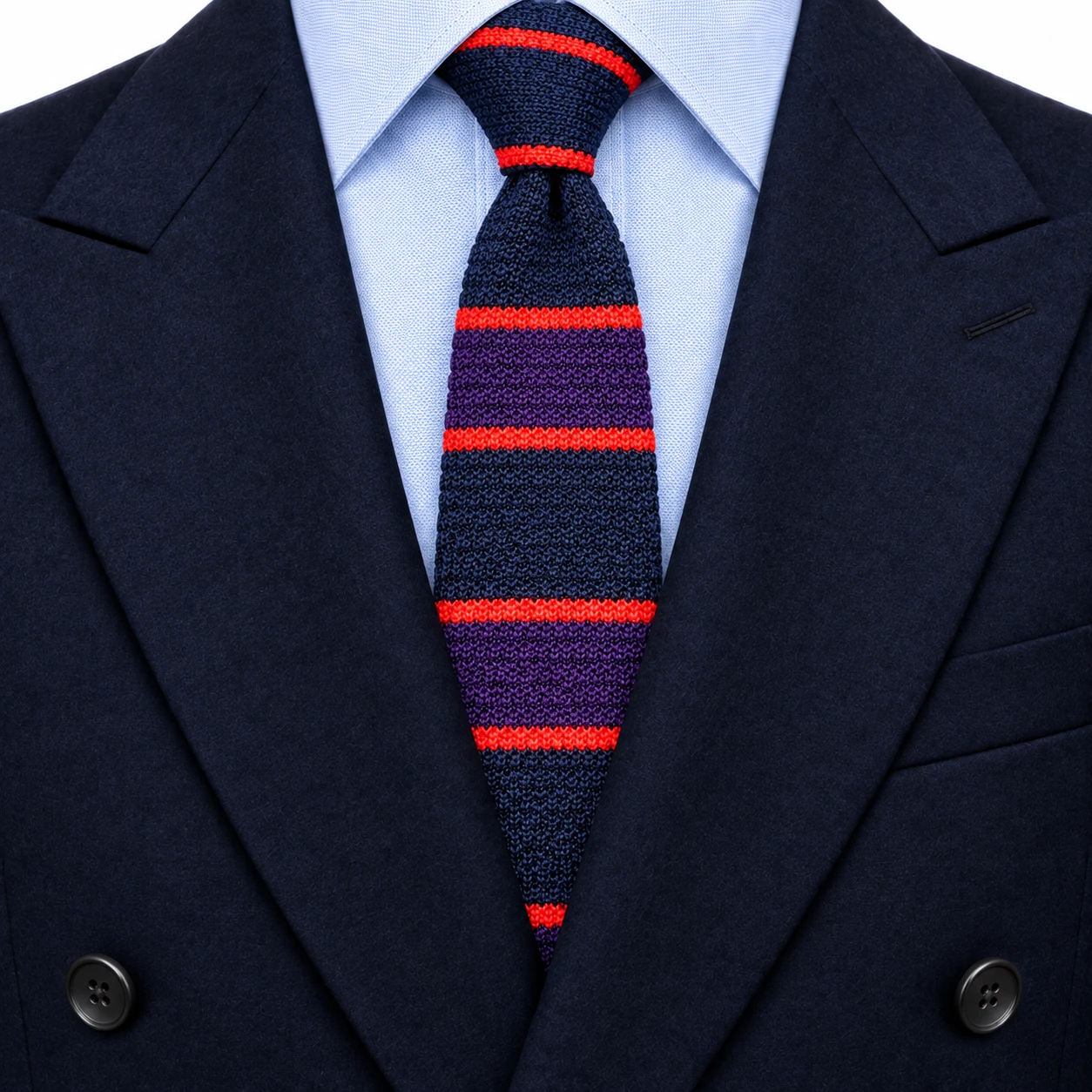 Navy, Purple and Orange Striped Knit Tie — view 3 of 3