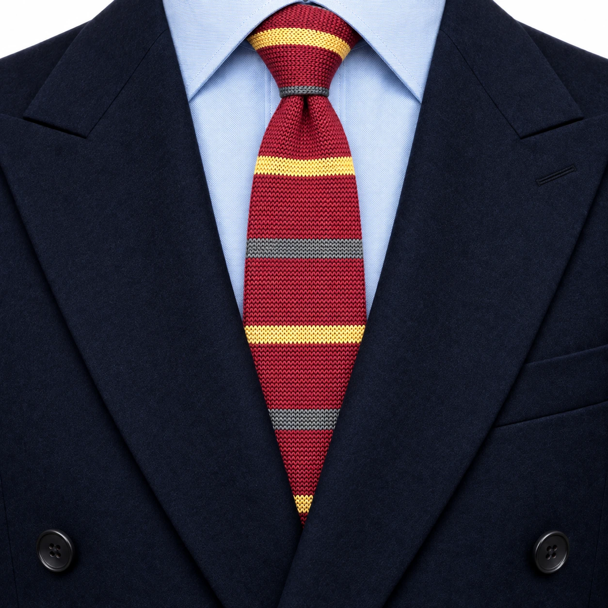 Red, Gray and Yellow Striped Knit Tie — view 3 of 3