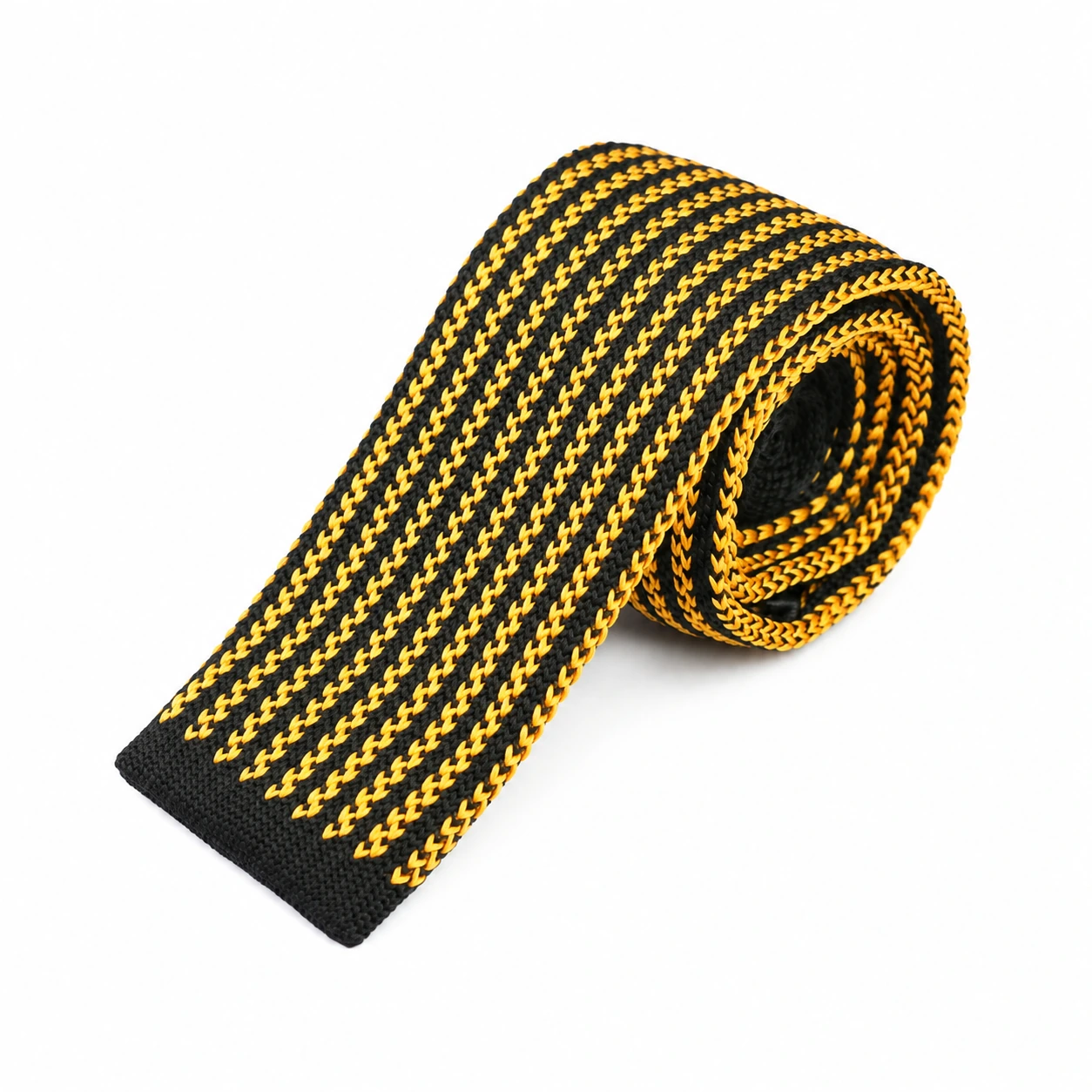 Black and Yellow Fine Stripe Knit Tie