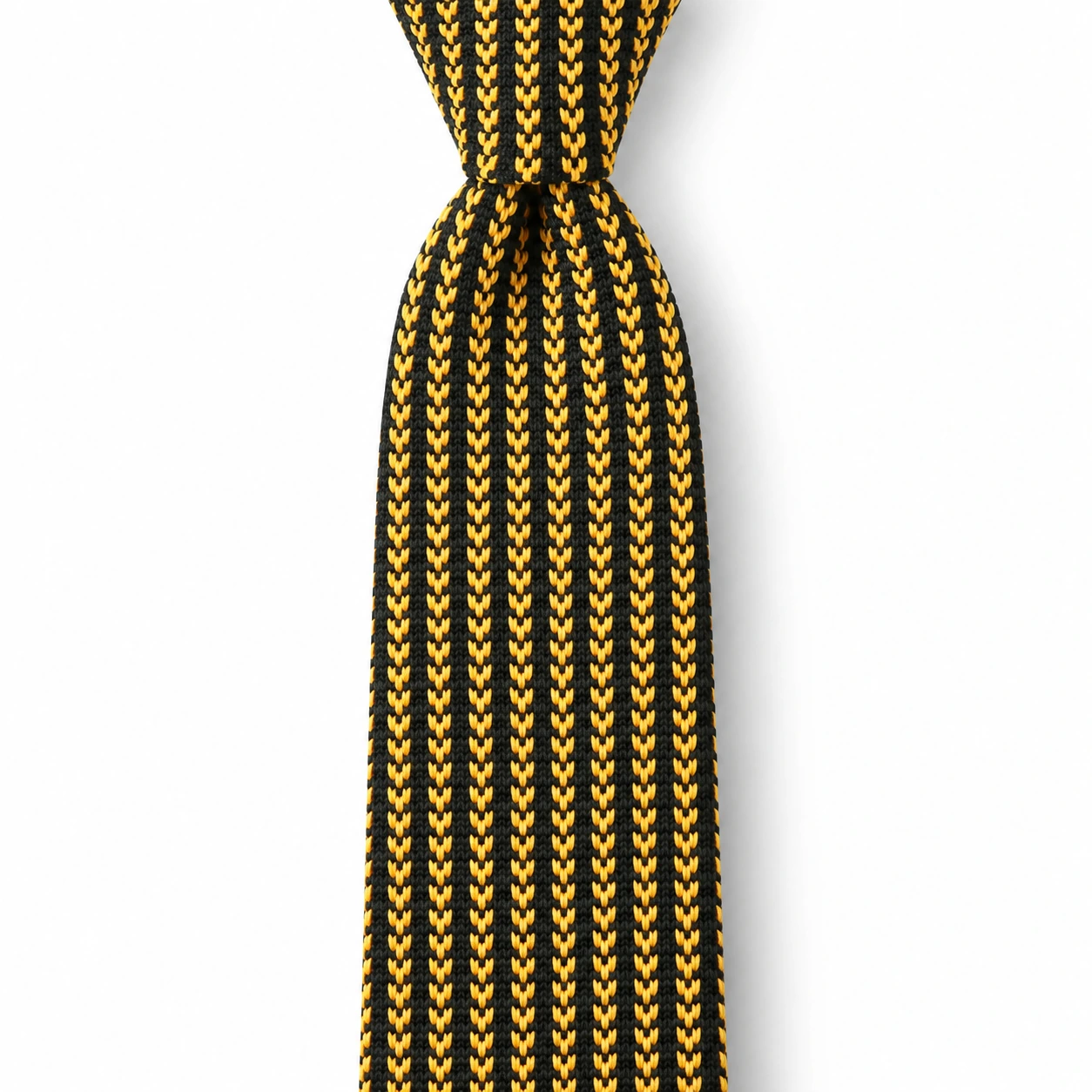 Black and Yellow Fine Stripe Knit Tie