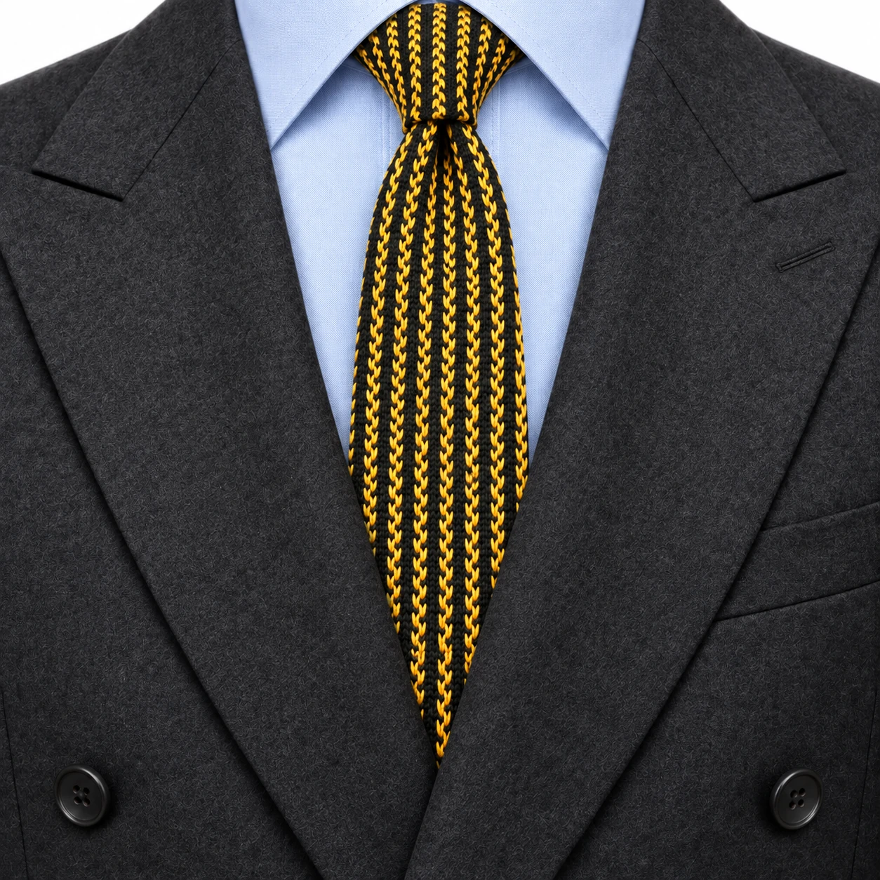 Black and Yellow Fine Stripe Knit Tie — view 3 of 3