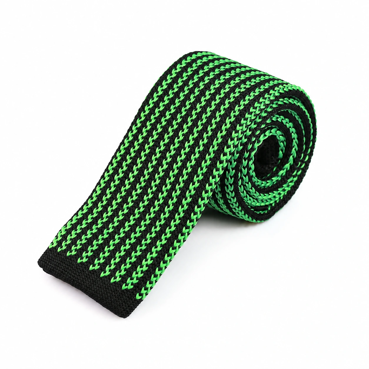 Black and Green Fine Stripe Knit Tie