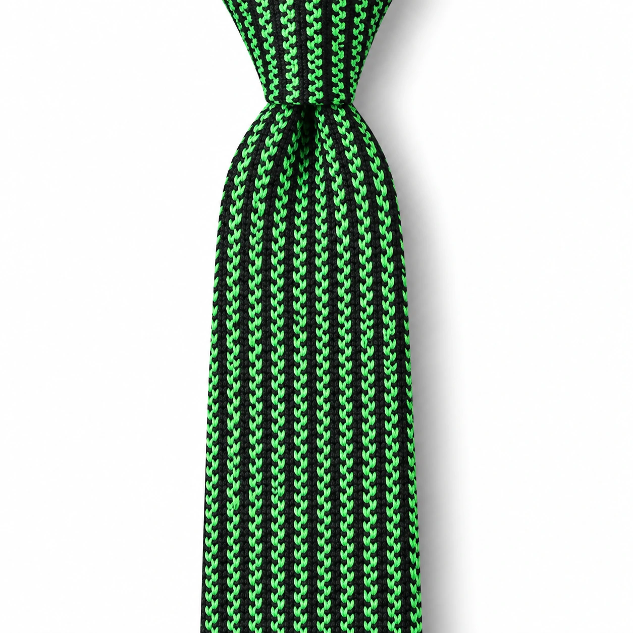 Black and Green Fine Stripe Knit Tie