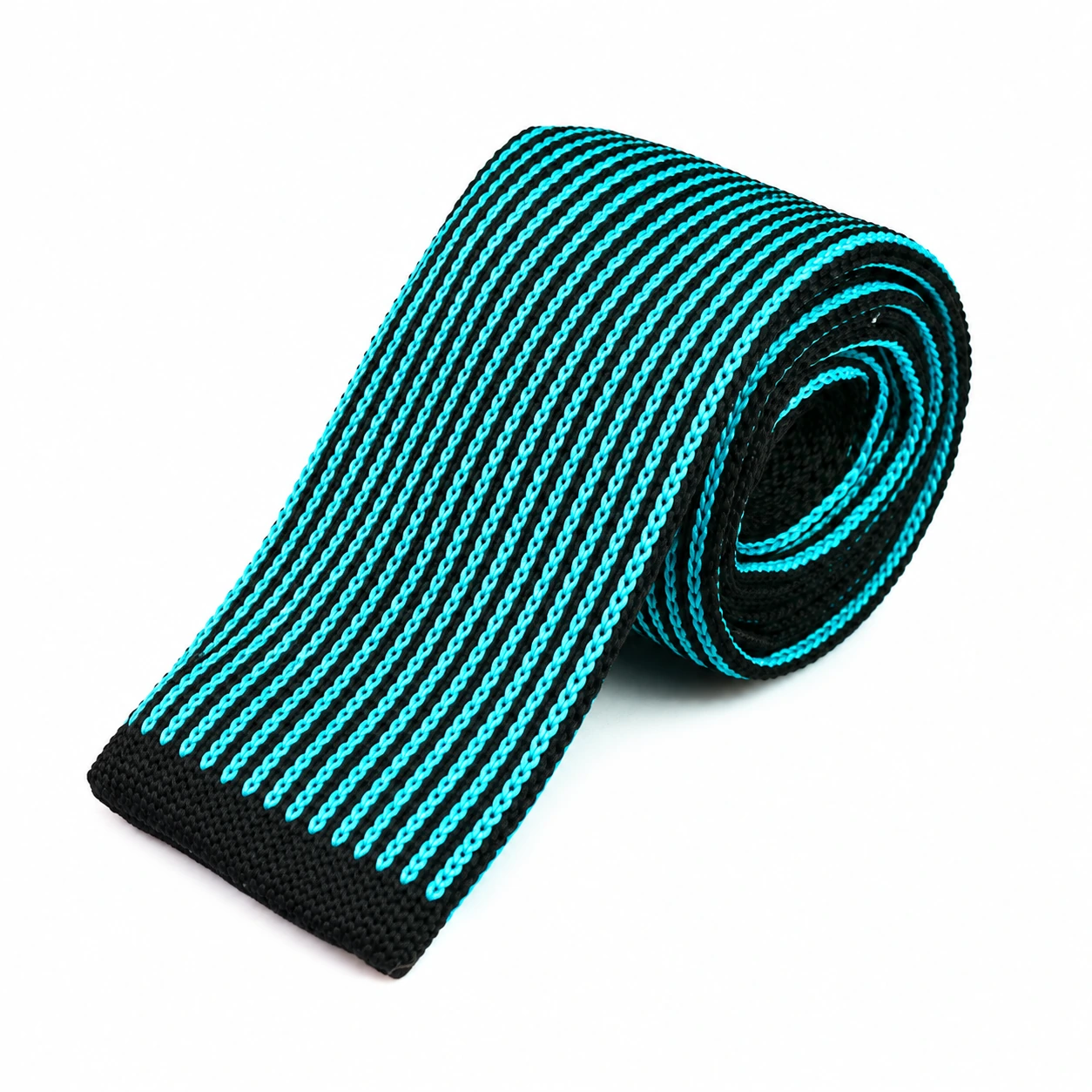 Black and Turquoise Fine Stripe Knit Tie