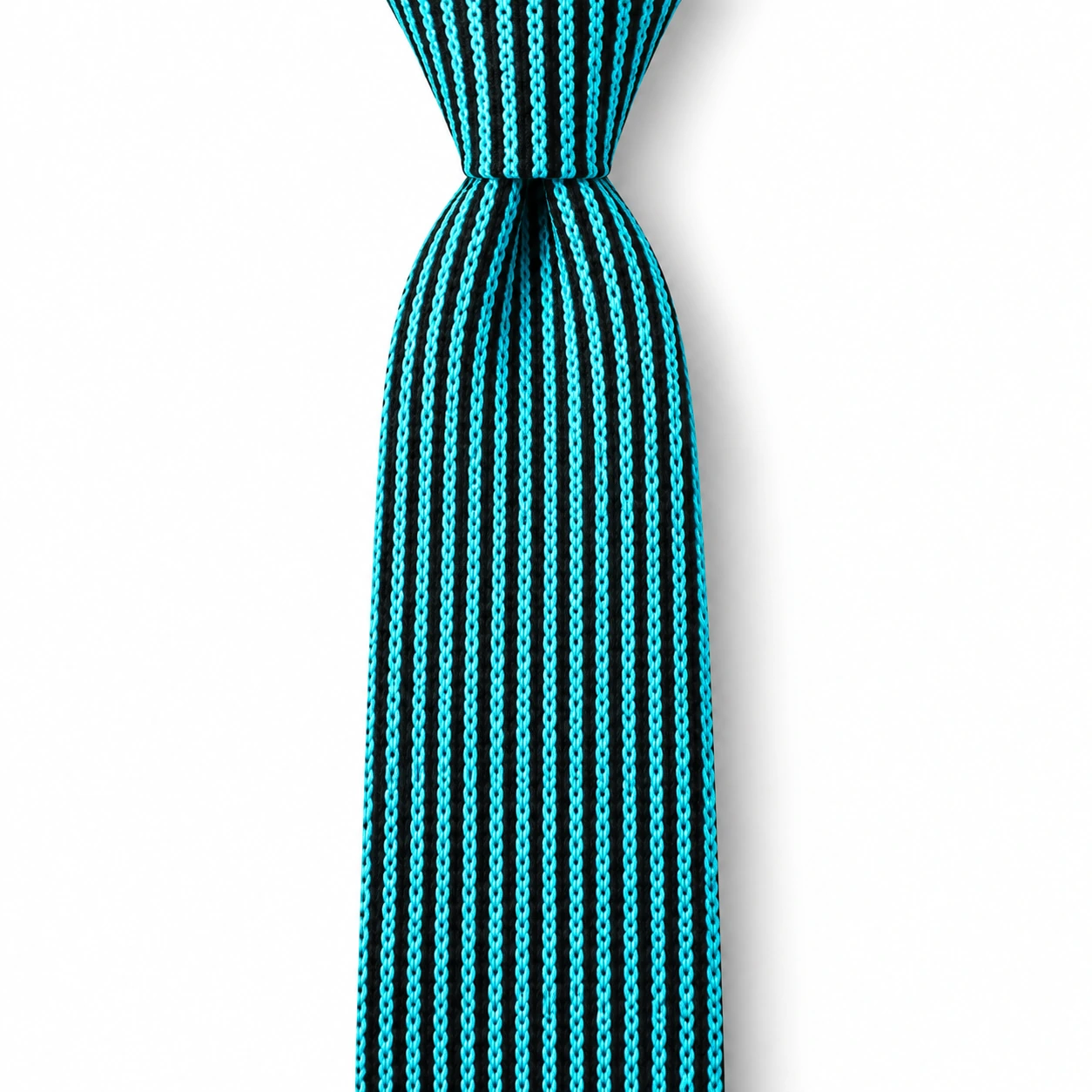 Black and Turquoise Fine Stripe Knit Tie