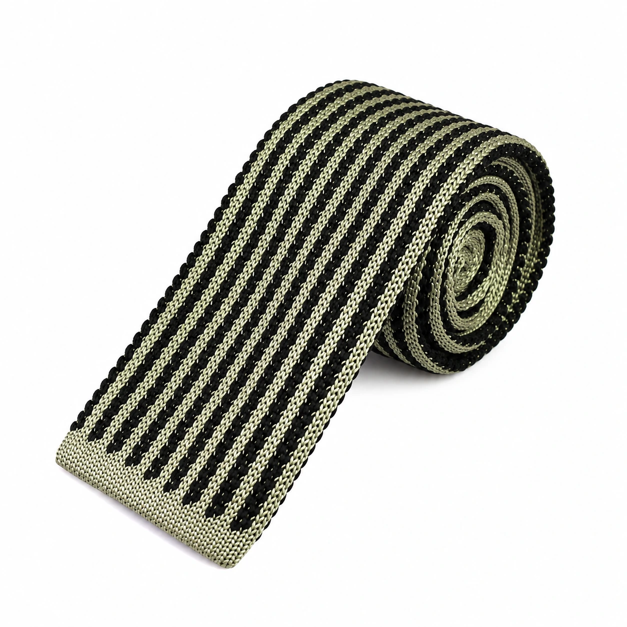 Black and Khaki Fine Stripe Knit Tie