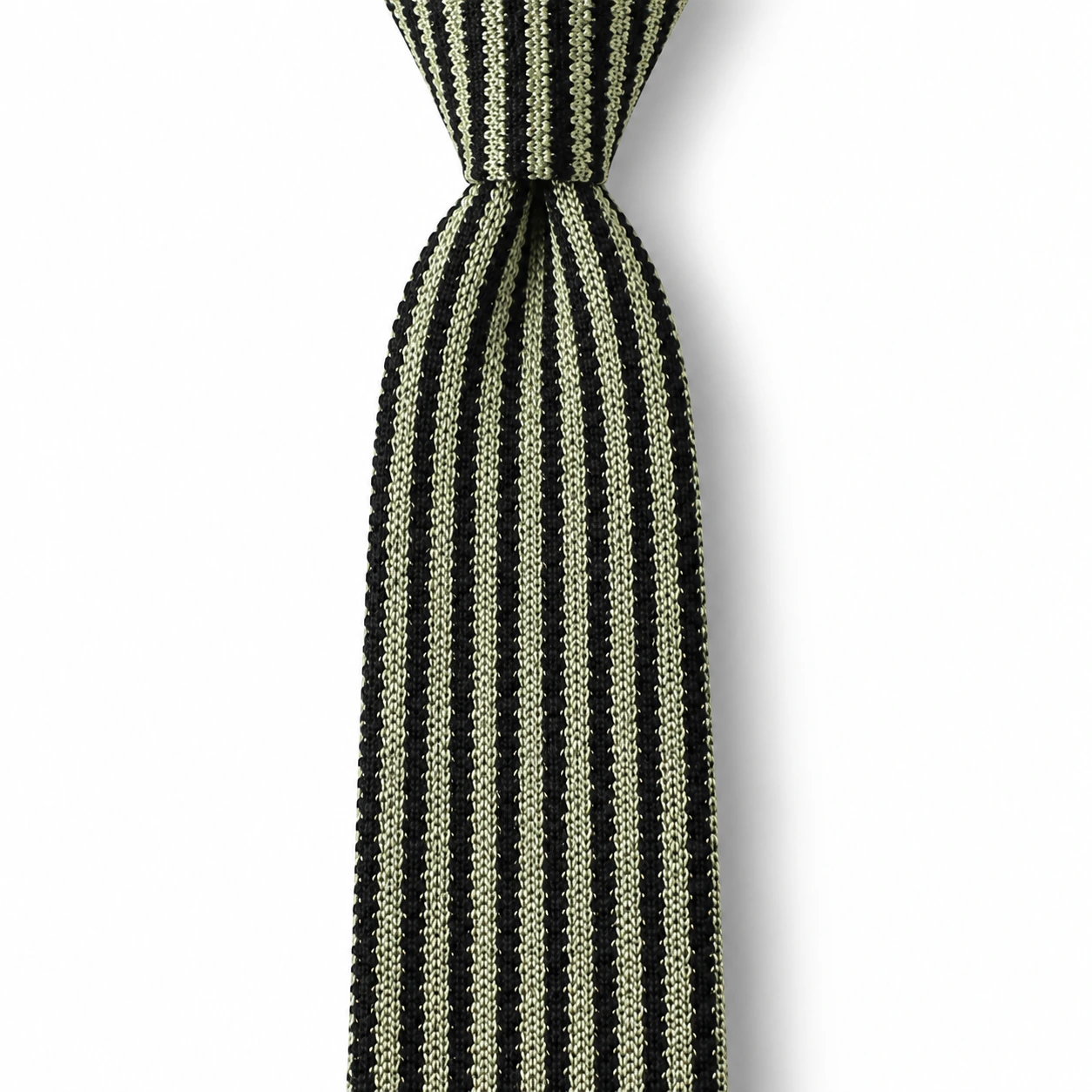 Black and Khaki Fine Stripe Knit Tie
