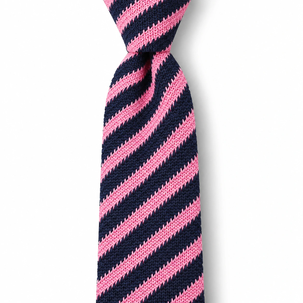 Navy and Pink Diagonal Stripe Knit Tie