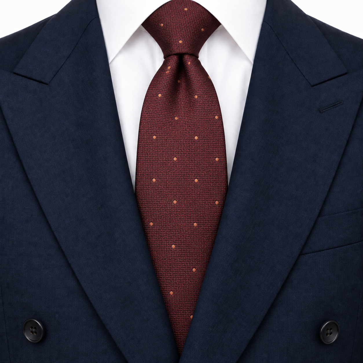 Burgundy and Copper Pin Dot Textured Necktie — view 3