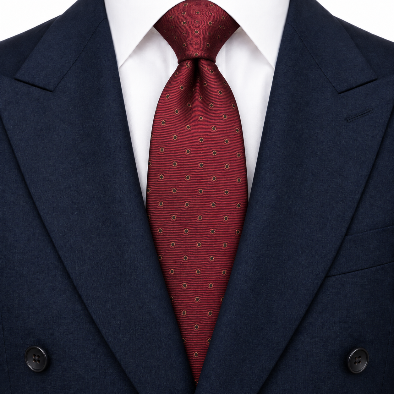 Wine Red and Copper Ring Dot Necktie — view 3