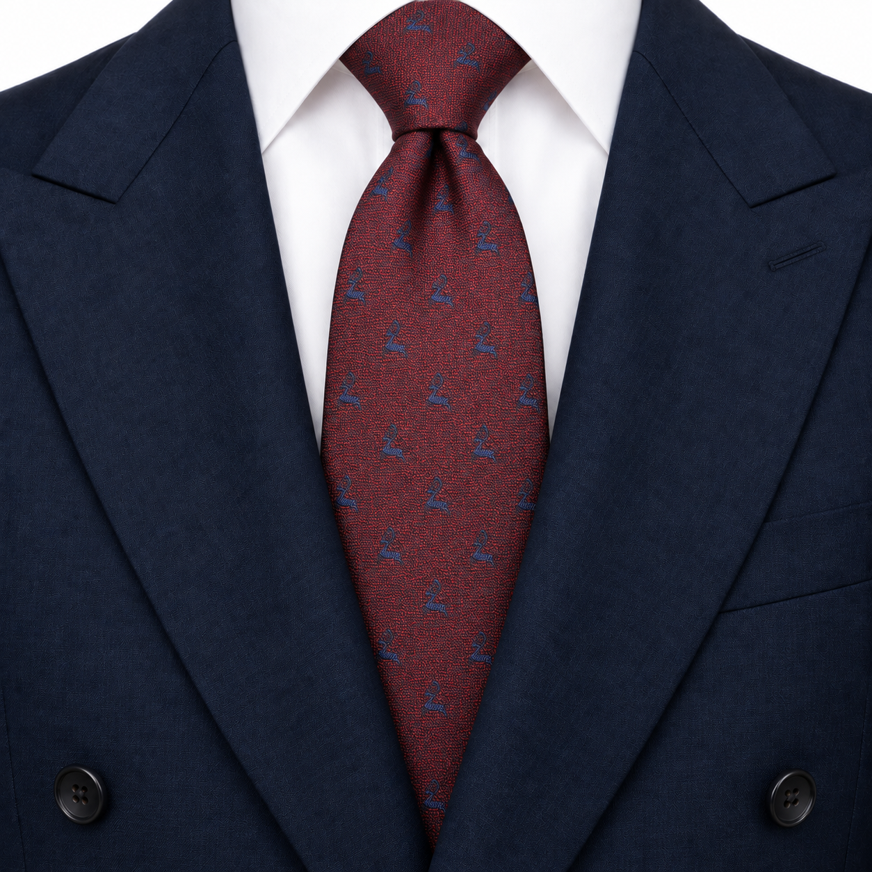 Burgundy and Navy Swan Motif Necktie — view 3