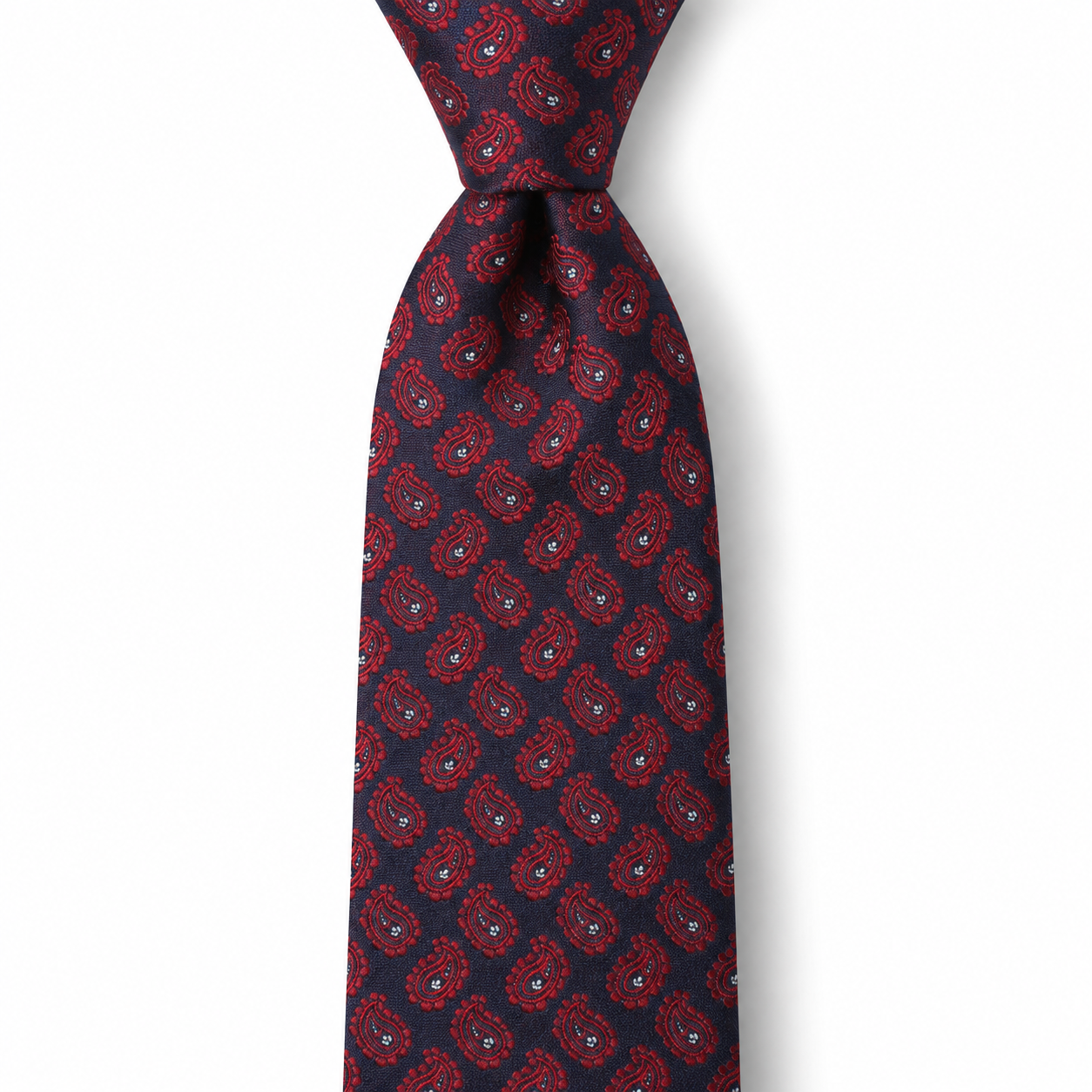 Midnight Navy and Red Mini Paisley Necktie