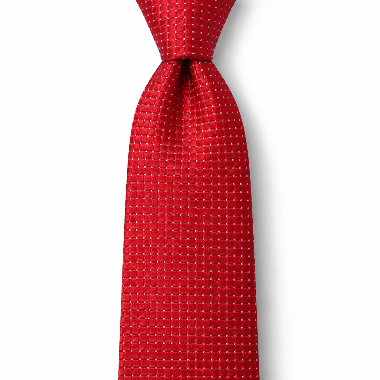 Scarlet Red and Silver Pin Dot Lattice Necktie