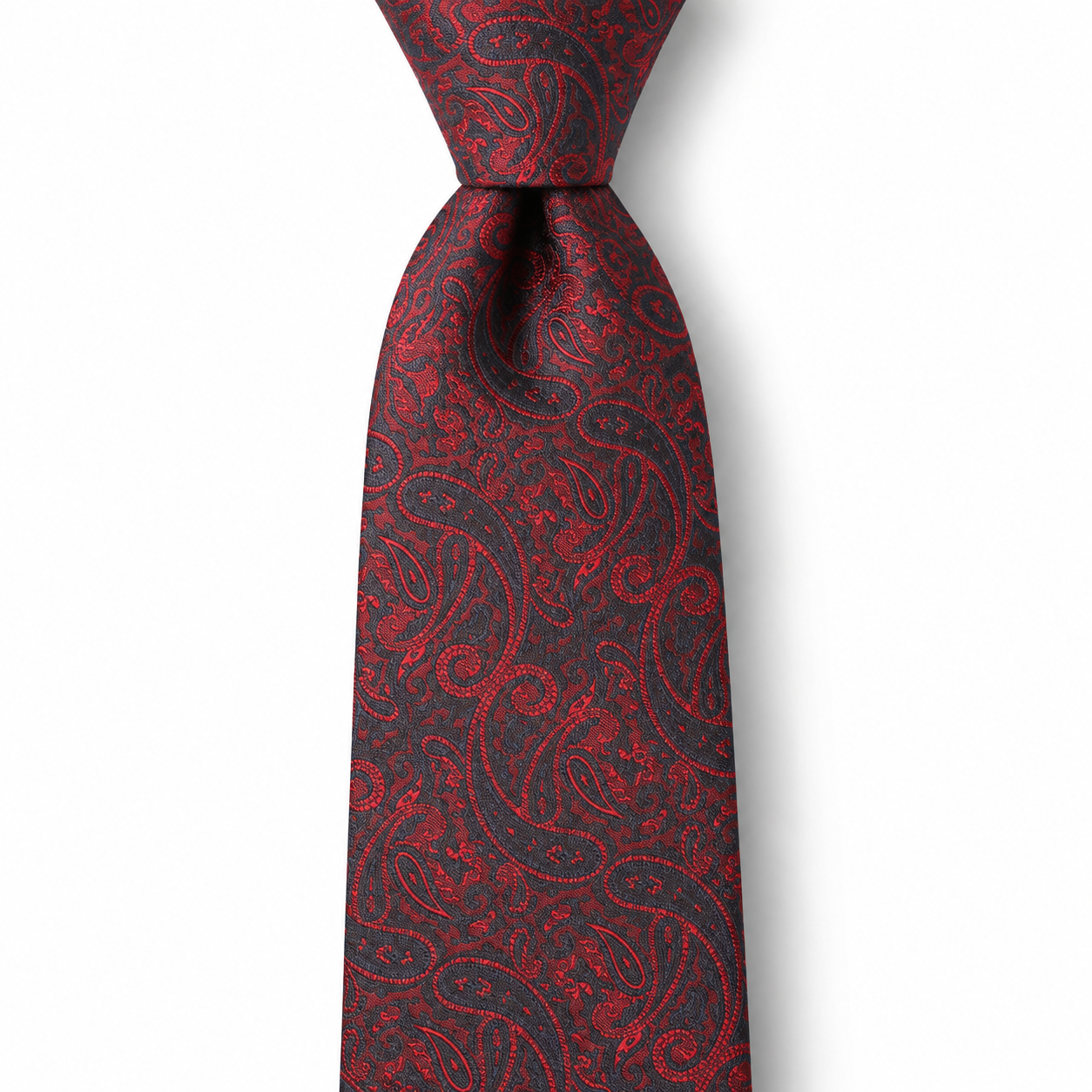 Red and Charcoal Classic Paisley Necktie