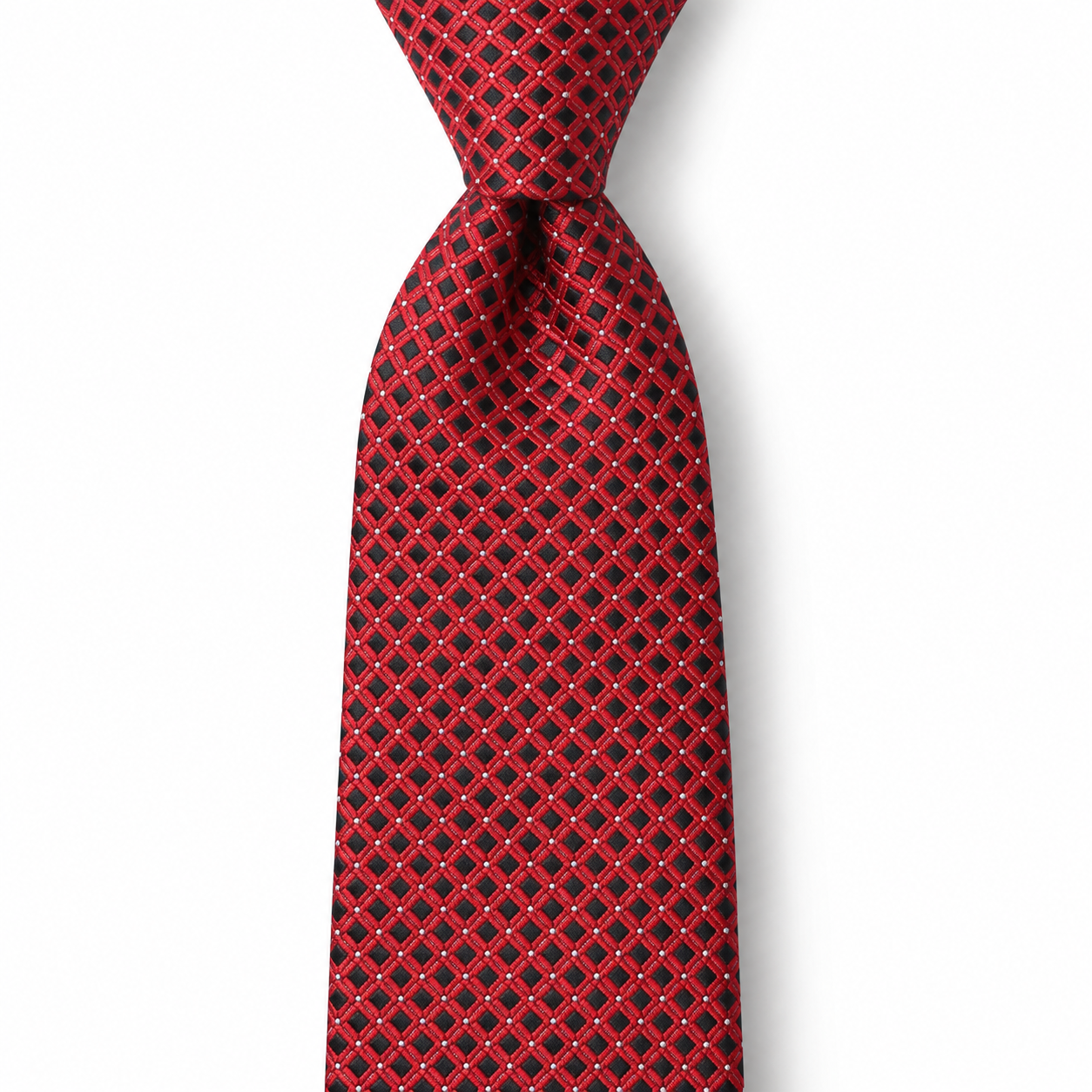 Scarlet Red and Black Diamond Lattice Necktie